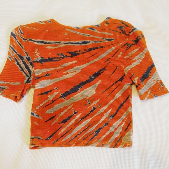 Urban Outfitters Cropped Top Bright Orange Style Tie Die Size S P - Picture 2 of 11